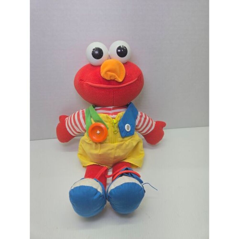 Vintage‎ 1993 Elmo Plush Toy with Yellow Outfit and Striped - Sesame Street